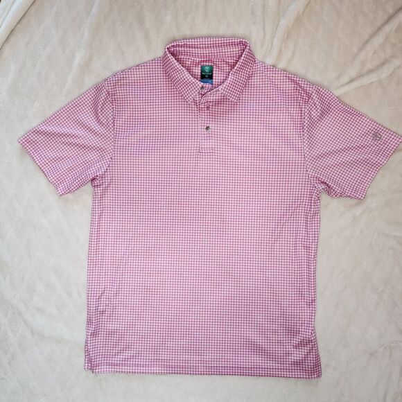 Pro Tour Coolplay Mens Golf Shirt Medium Pink gingham1 - Picture 1 of 9